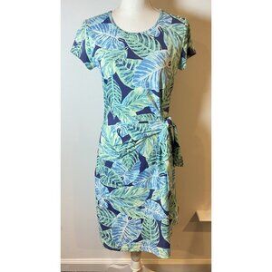 J.McLaughlin Dress Faux Wrap Catalina Cloth Blue Green Tropical S